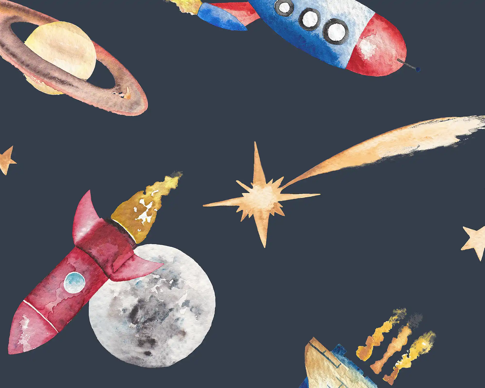 Rockets Wallpaper in Midnight detailed