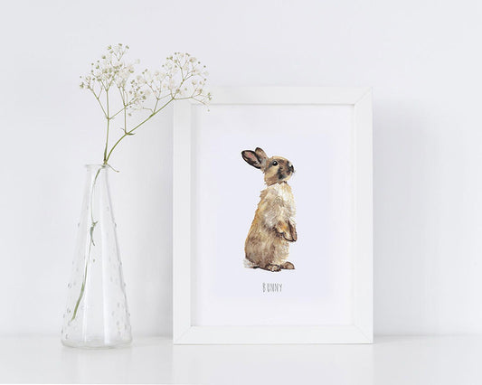 Watercolour Bunny Personalised Art Print