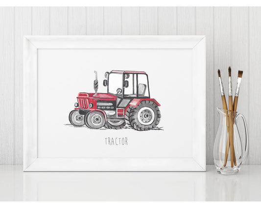 Personalised Red Tractor Transport Print