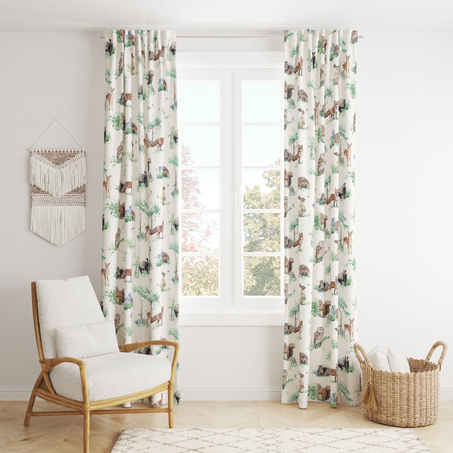 Woodland & Forest Animals - Children's Cotton Curtain Fabric