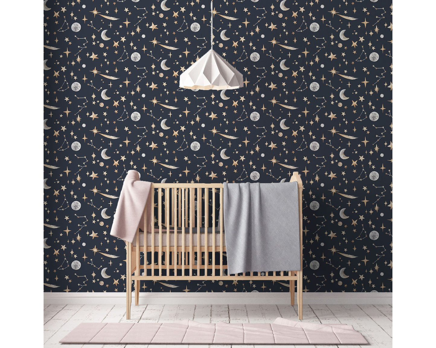 Stars Children's Wallpaper, Available in 4 colourways, Created from hand painted watercolour artwork, nursery wall decor