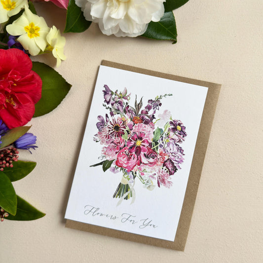 Hand-Painted Watercolour Floral Greeting Card - Birthday Card - Thank You Card