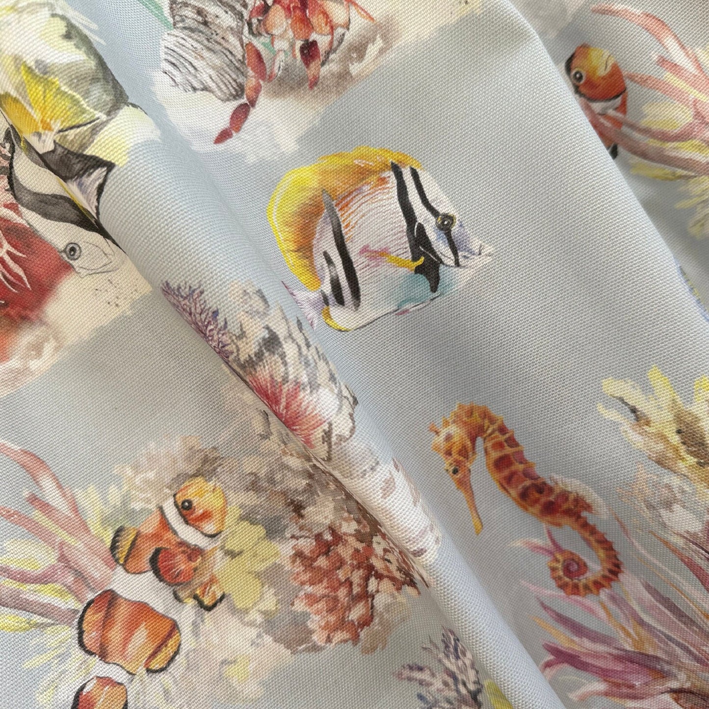 Coral Reef and Tropical Fish Cotton Curtain Fabric