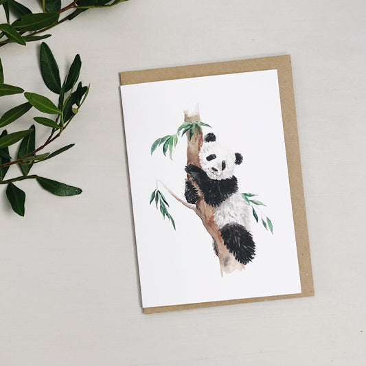 Panda Bear hand painted greetings card