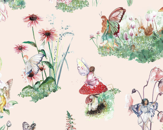 Flower Fairy Garden - Children's Cotton Curtain Fabric