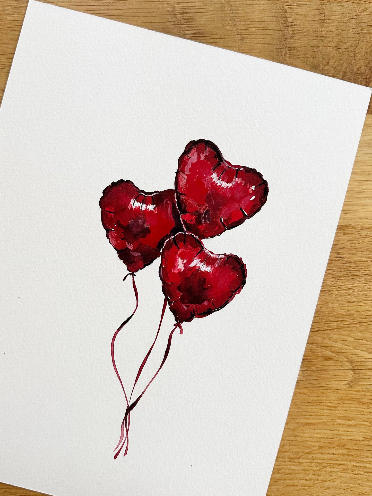 Valentines penguin chick watercolour greetings card