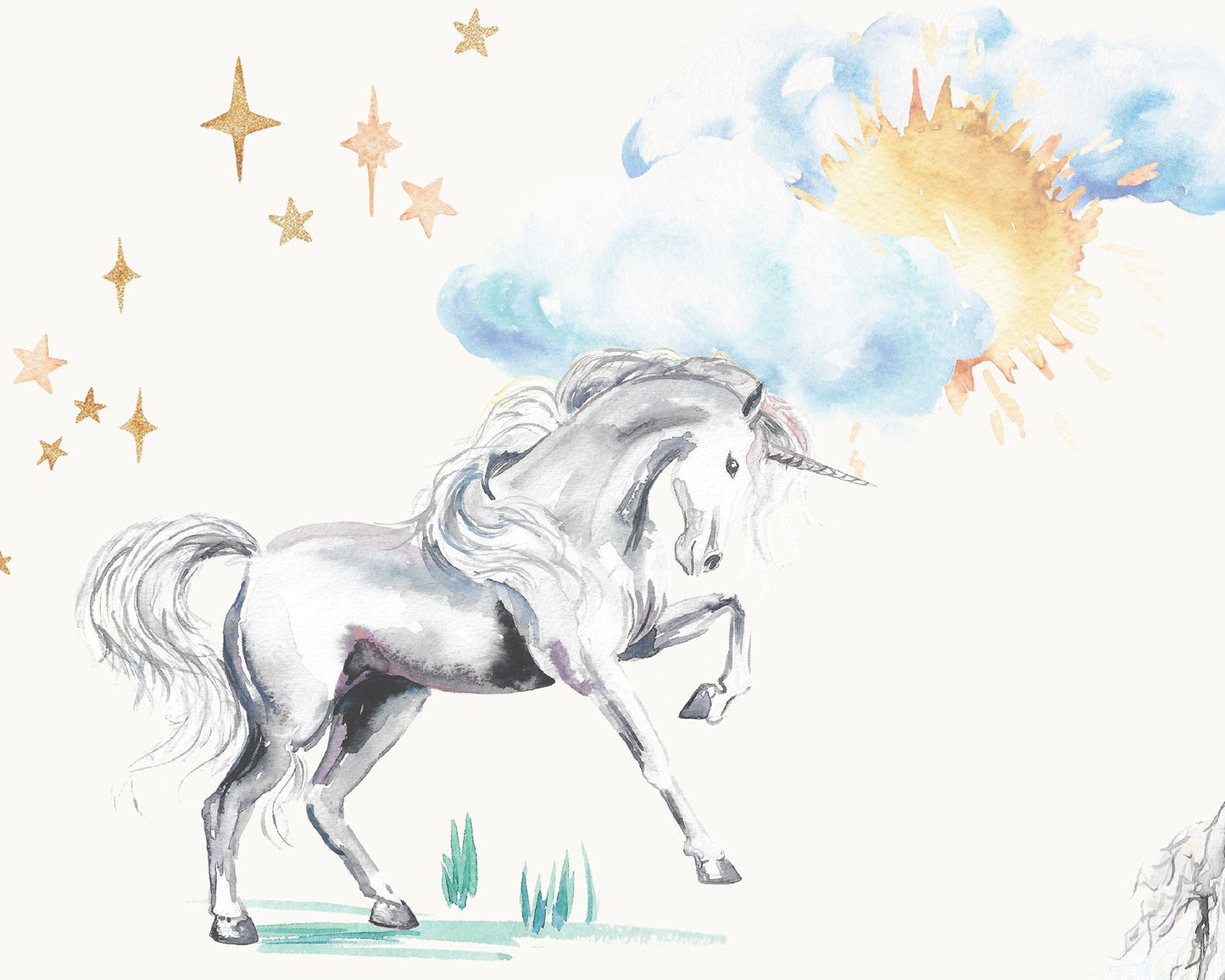 Unicorns and rainbows hand-designed wallpaper