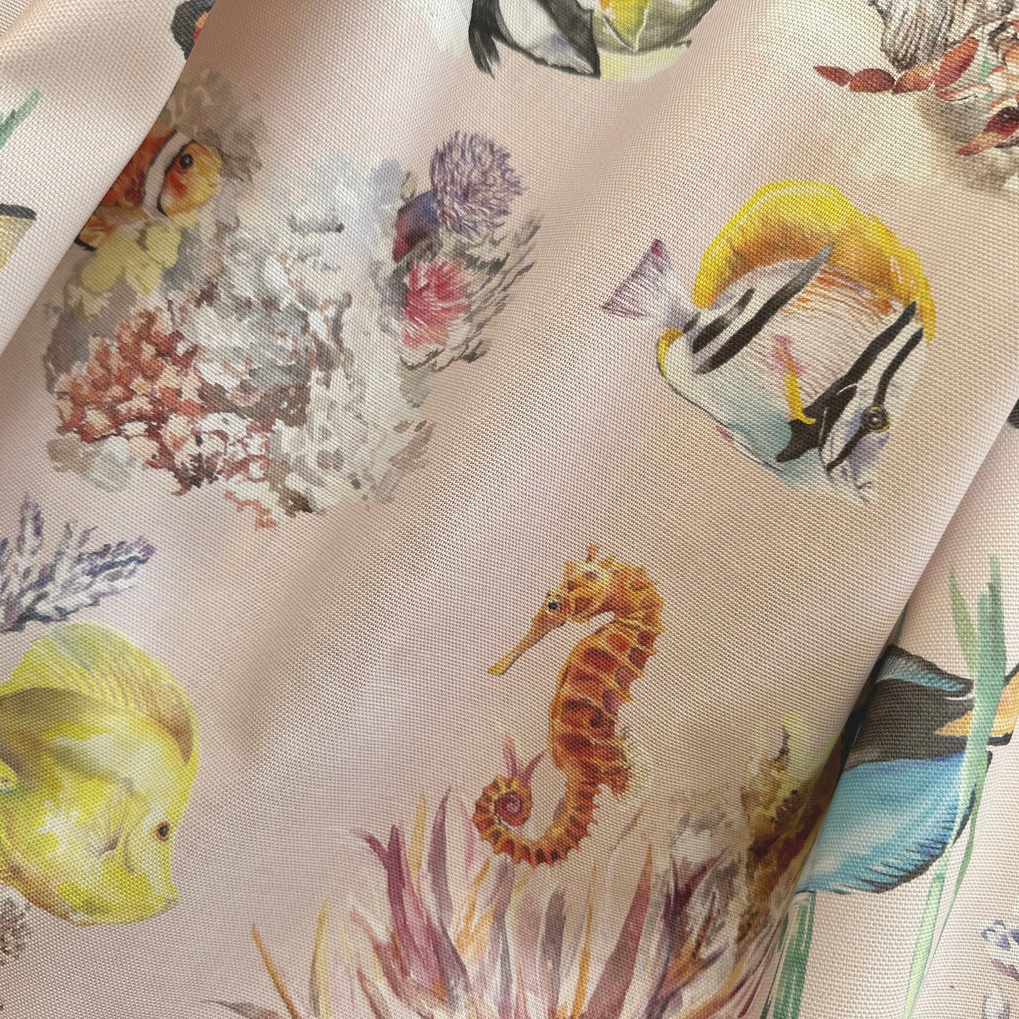 Coral Reef and Tropical Fish Cotton Curtain Fabric