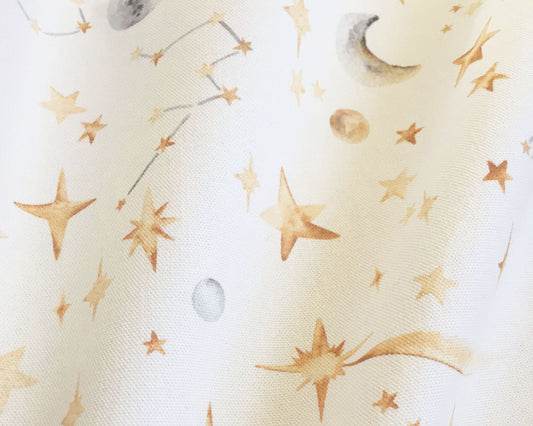 Watercolour Stars and Constellations Printed Cotton Curtain Fabric