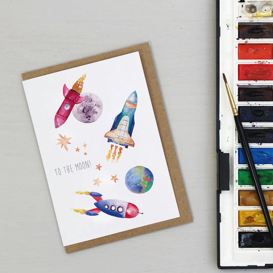 Rockets Outer Space Birthday card
