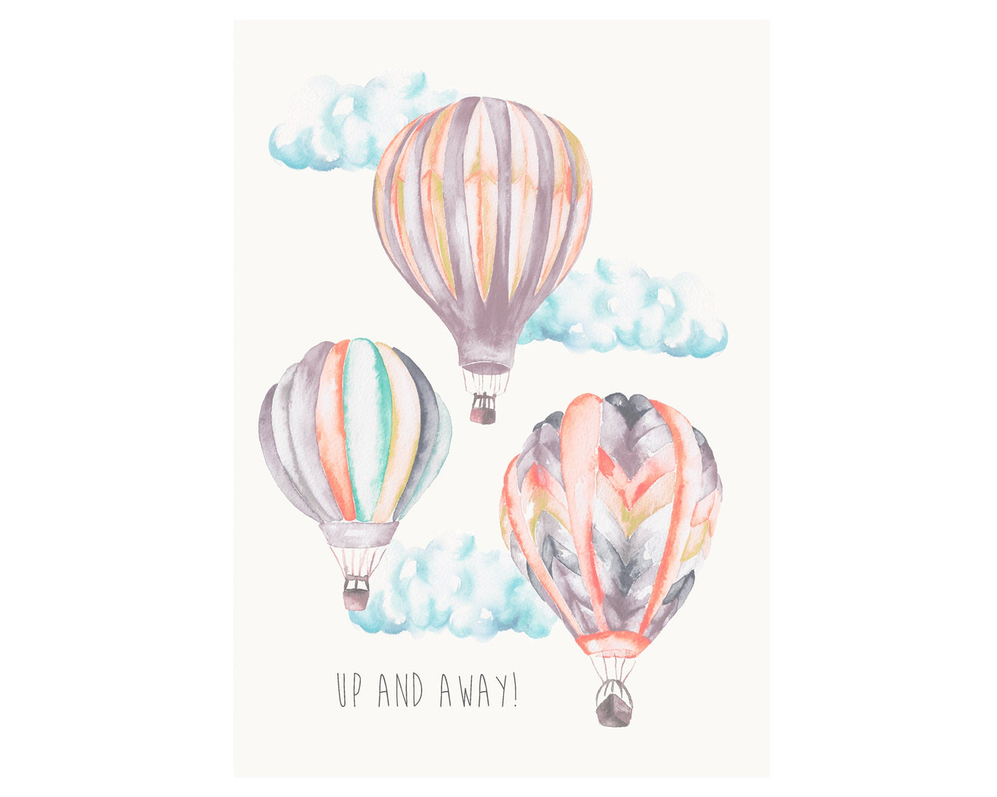 Watercolour Hot Air Balloons Personalised Children's Print