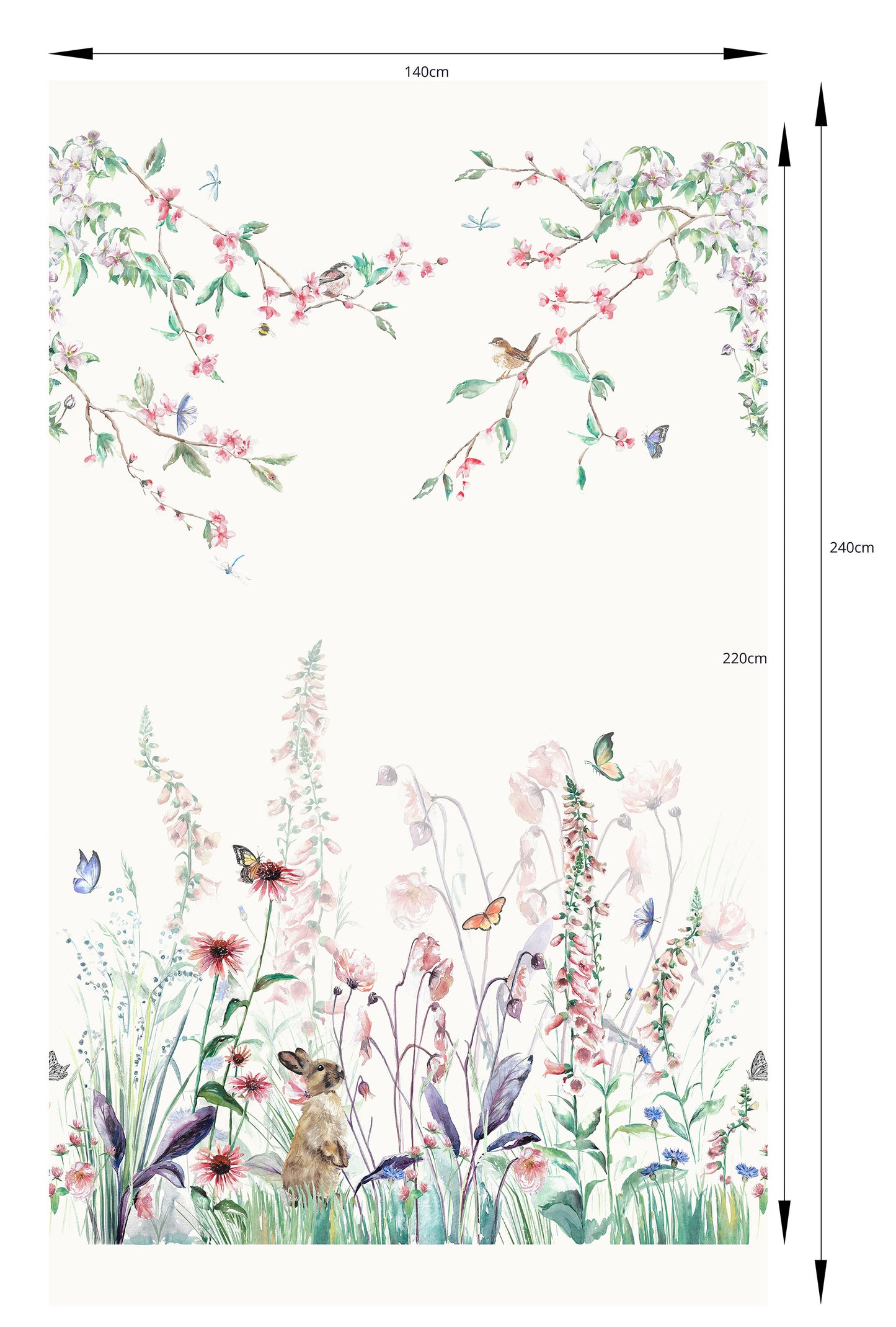Garden Flowers & Butterflies Curtain Fabric