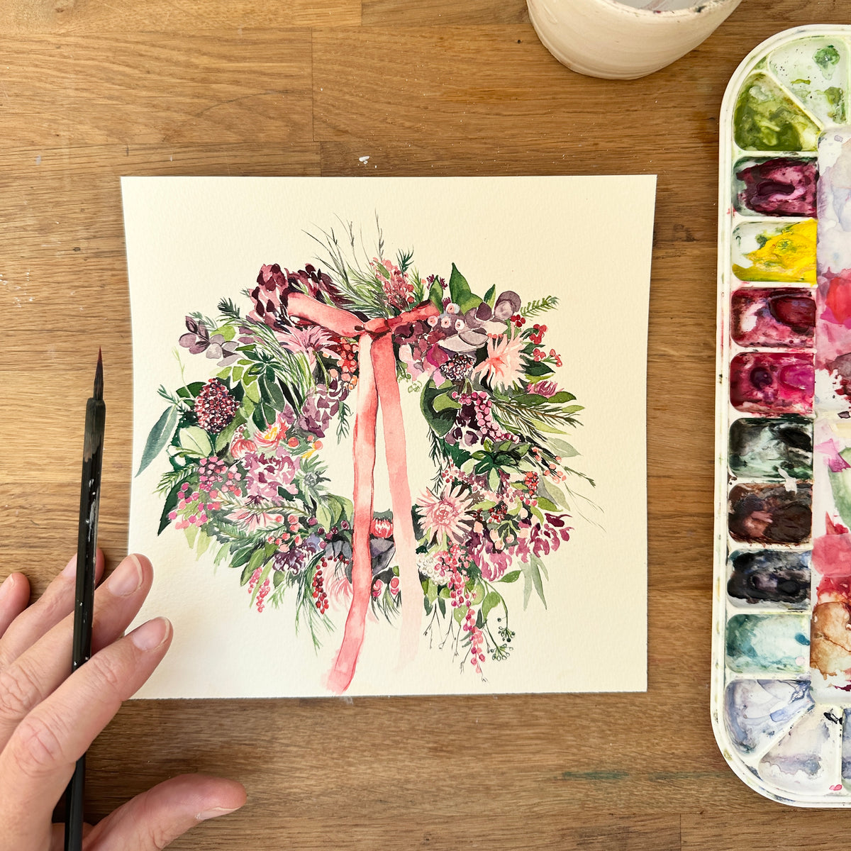 Floral Wreath Christmas Card