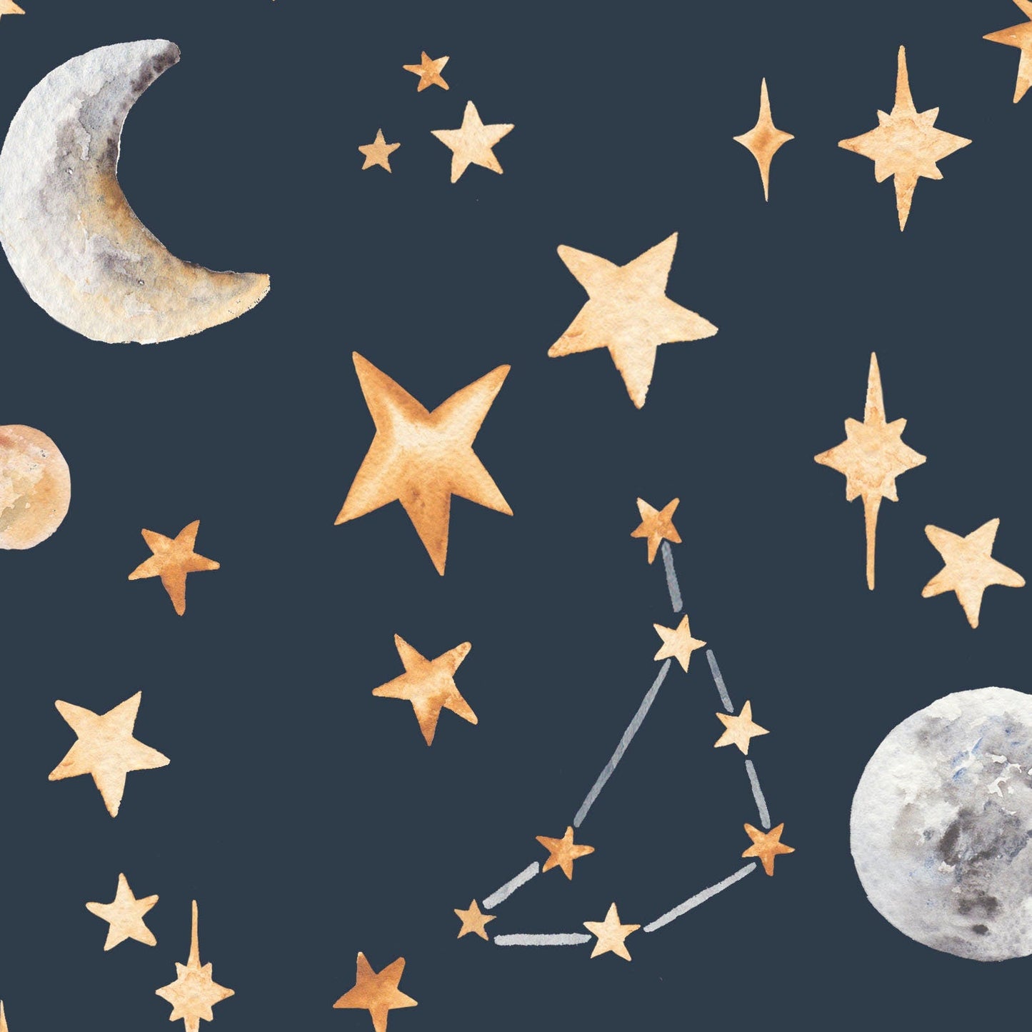 Stars Children's Wallpaper, Available in 4 colourways, Created from hand painted watercolour artwork, nursery wall decor