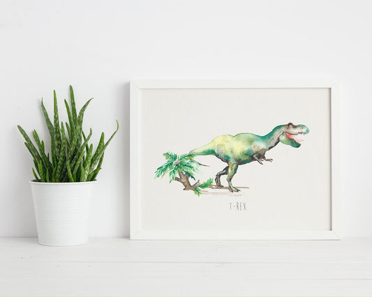 T-Rex - Tyrannosaurus Personalised Dinosaur Watercolour Print