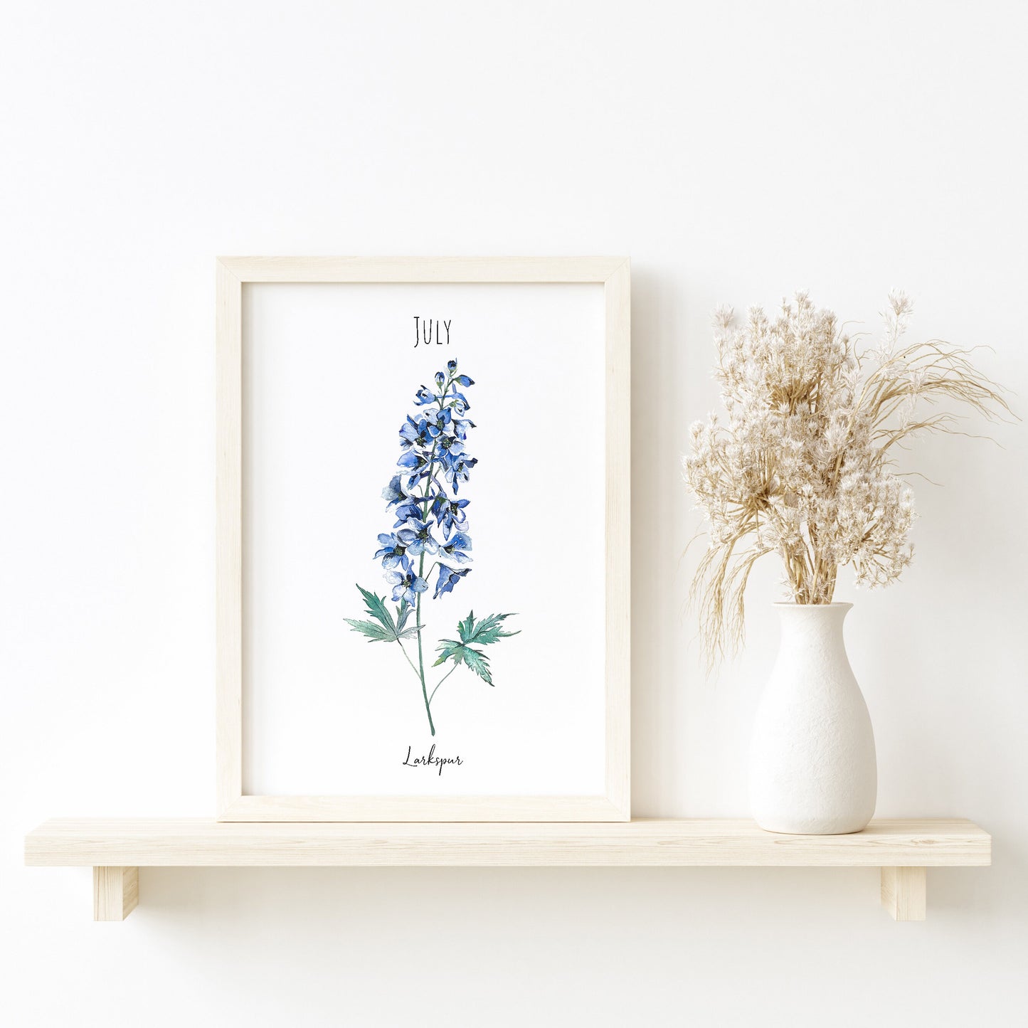 Larkspur - July Birth Flower - Watercolour Fine Art Print