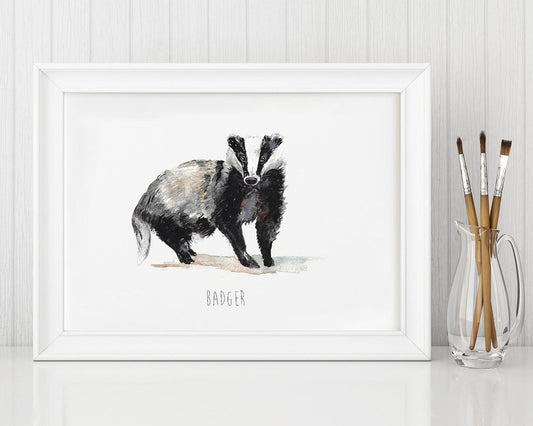 Badger Personalised Watercolour Art Print