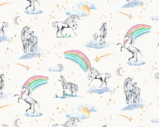 Unicorns and Rainbows  - Cotton Curtain Fabric