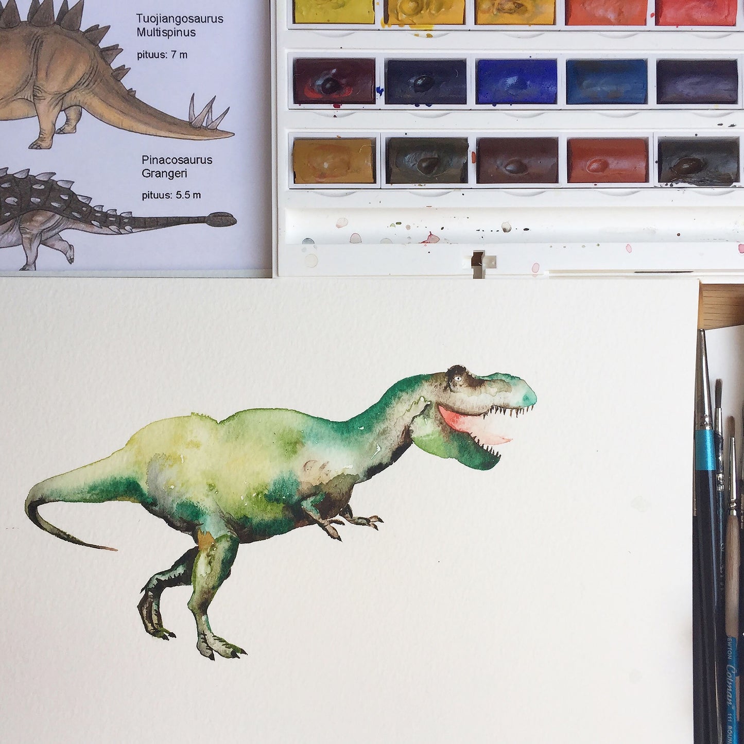 Dinosaur Roar Hand Painted Greetings Card