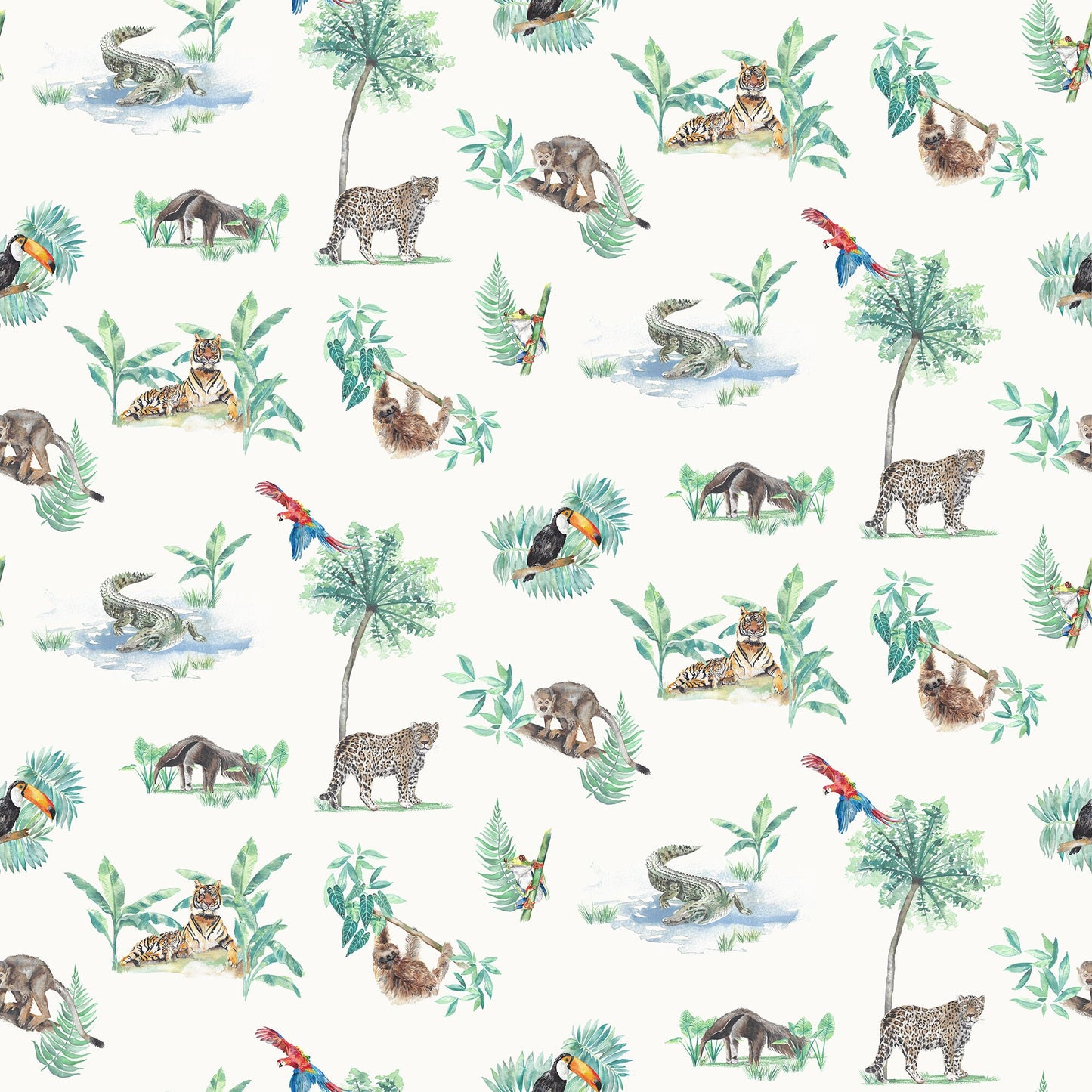 Rainforest Tropical Wildlife - Children's Curtain Fabric