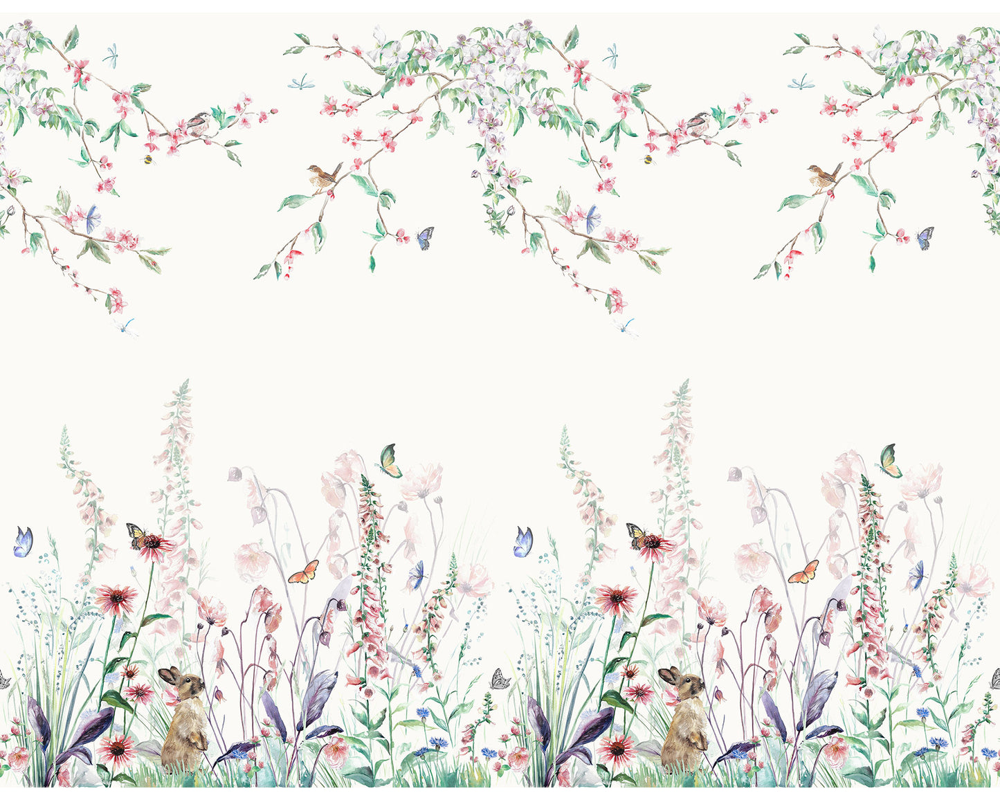 Garden Flowers & Butterflies Curtain Fabric