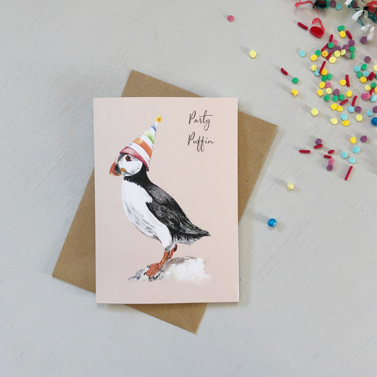 Party Puffin Birthday Card
