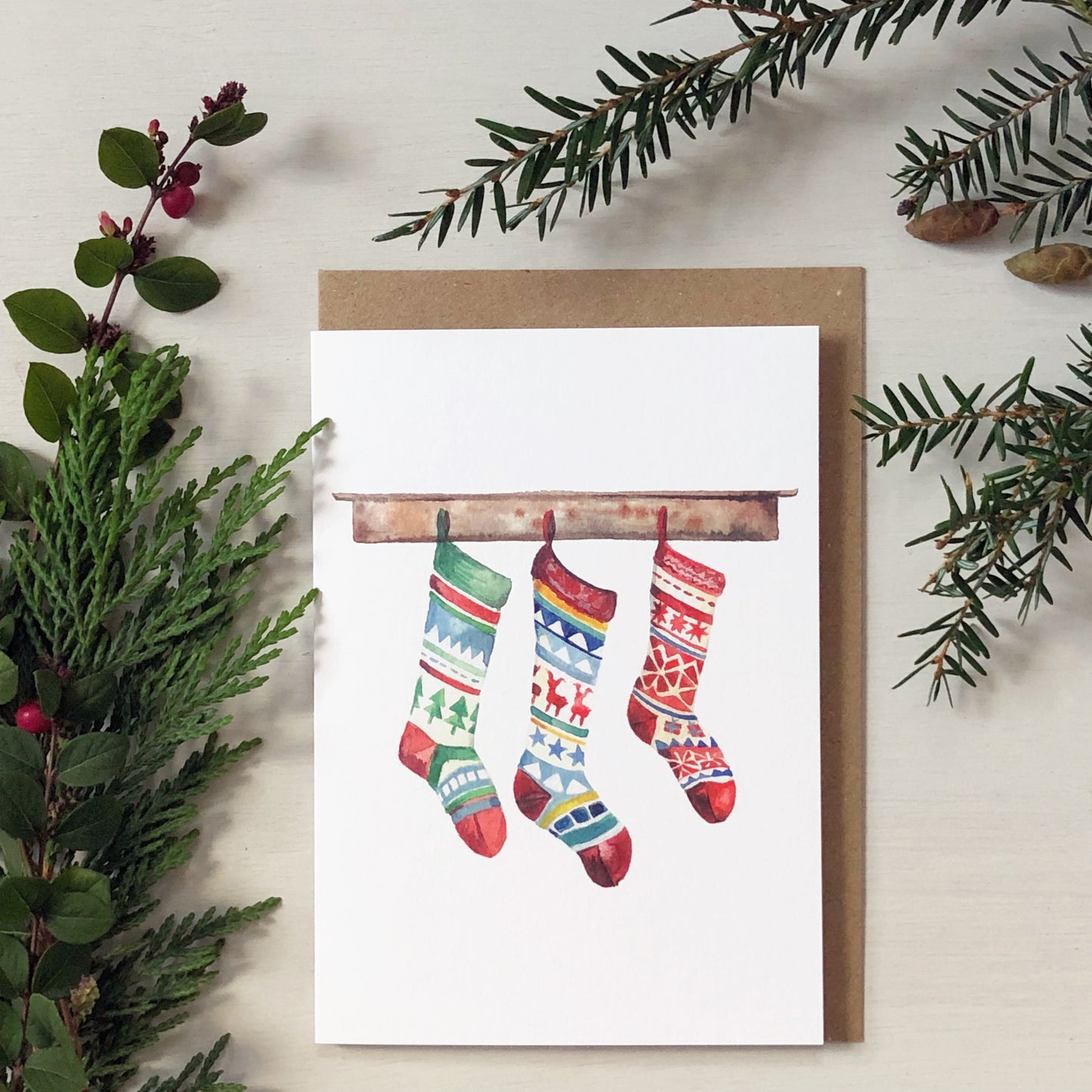Christmas Stockings Card | A6 Greeting Card