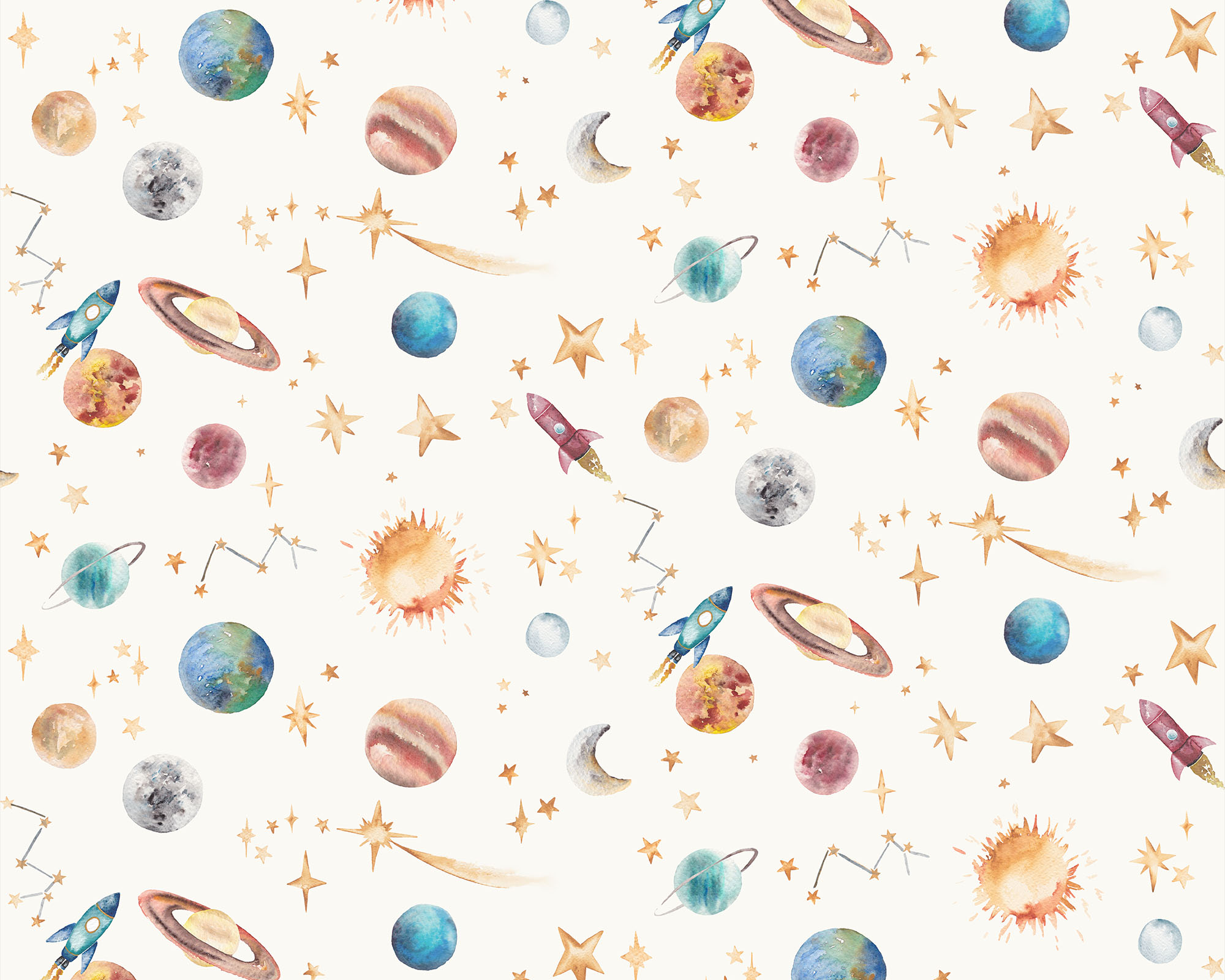 Planets Fabric - Ivory
