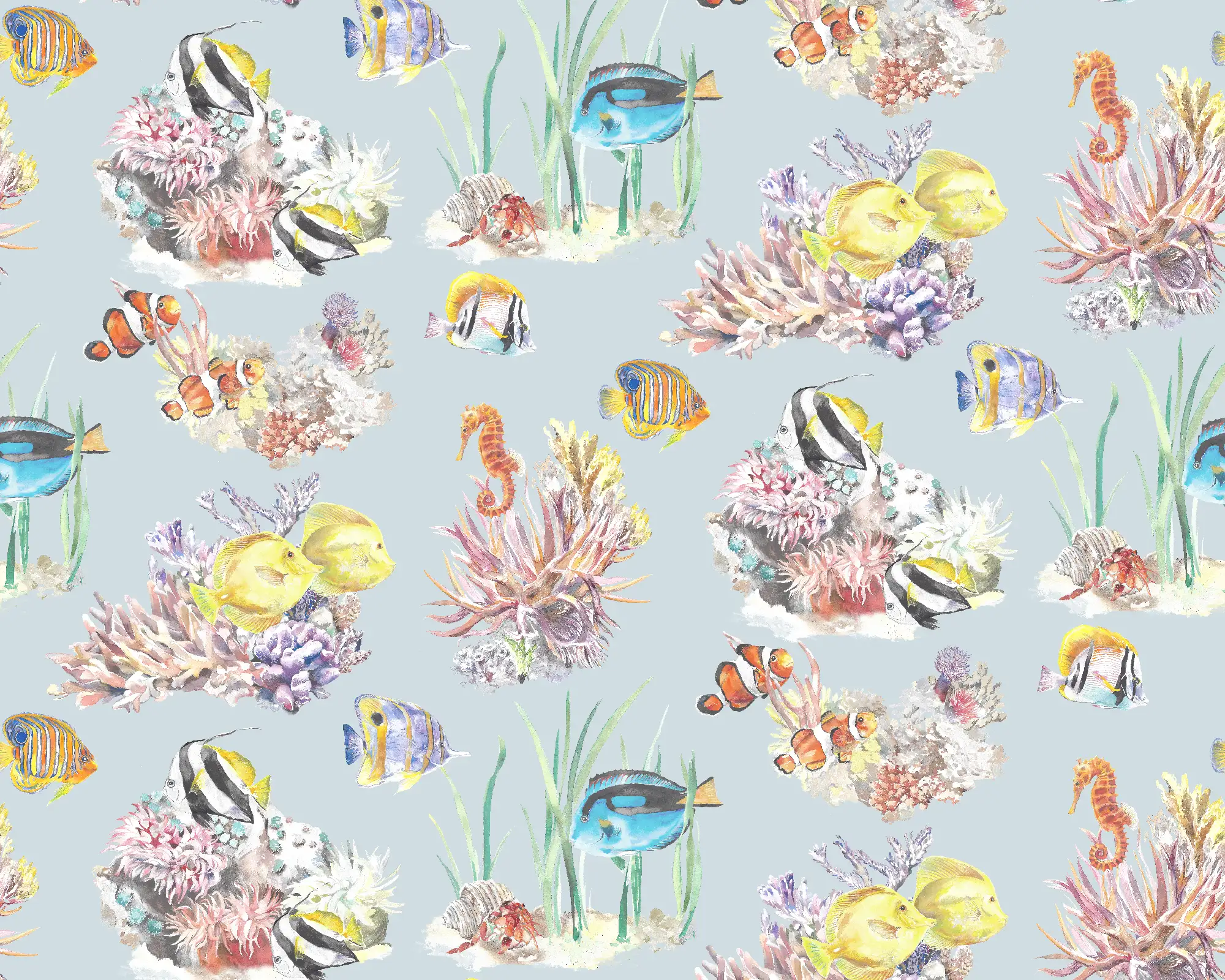 Coral Reef Fabric - Sky