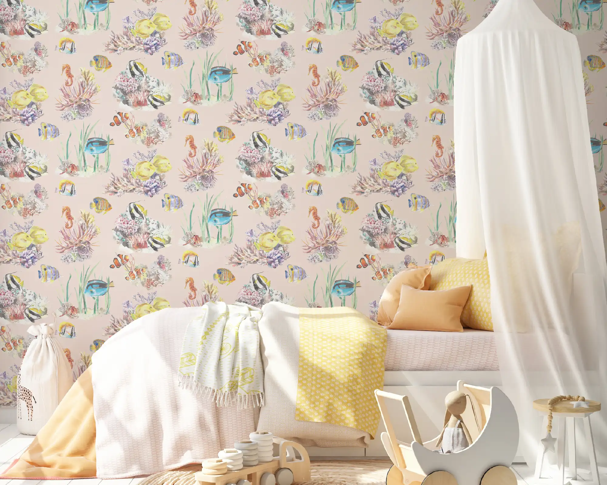 Coral Reef Wallpaper in Blush2