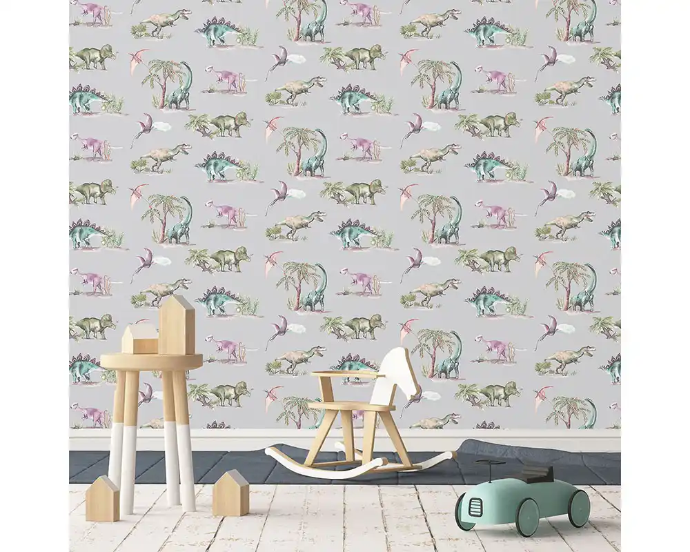 Dinosaurs Wallpaper in Grey1