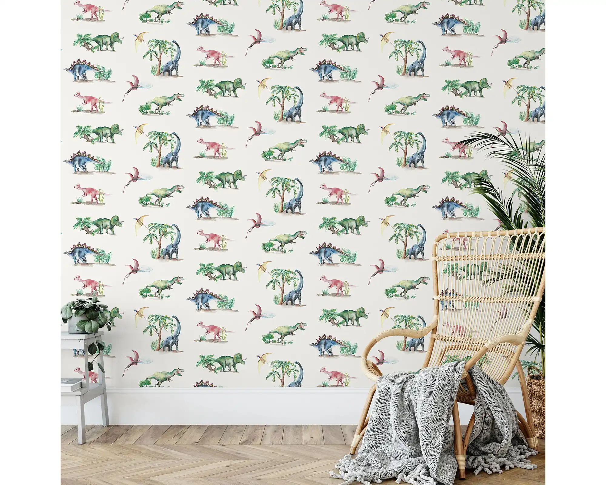 Dinosaurs Wallpaper in Ivory