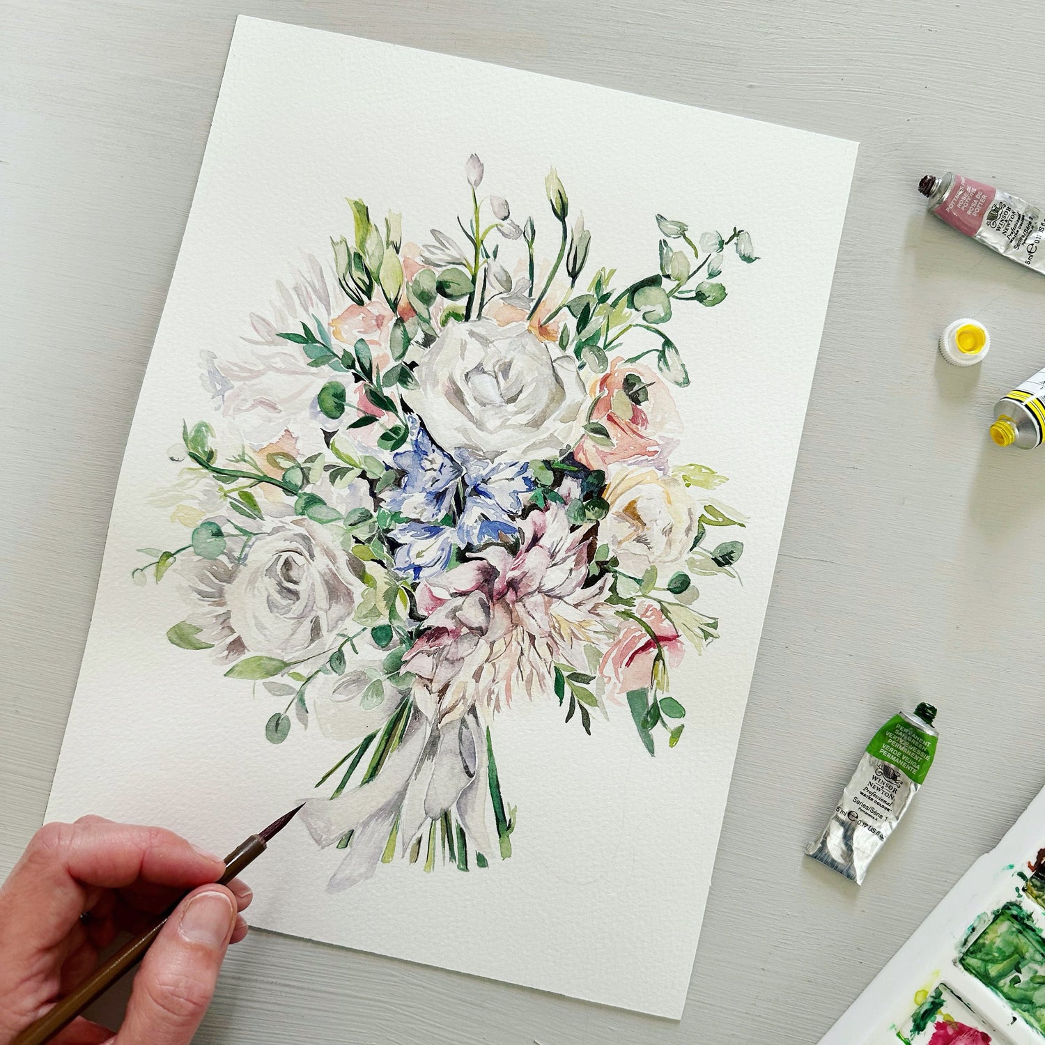 Watercolour Wedding Bouquet Portraits