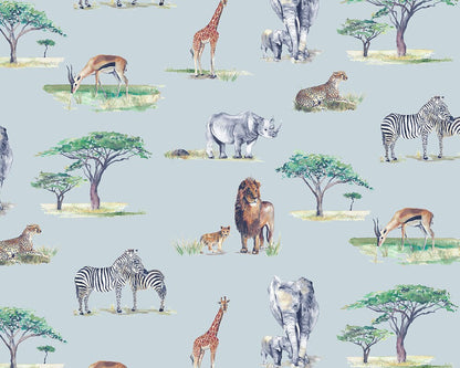 Safari Animals Watercolour Wallpaper - Children's Bedroom & Nursery