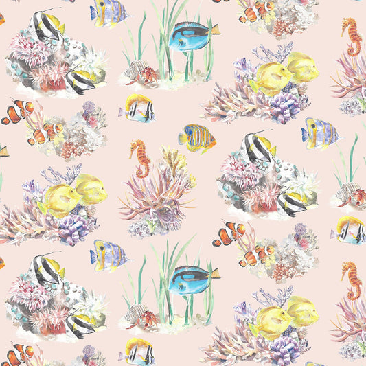 Coral Reef and Tropical Fish Cotton Curtain Fabric