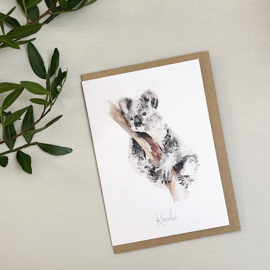 Koala Bear hand painted greetings card