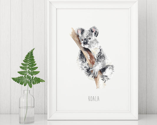 Personalised Watercolour Koala Bear Wall Print