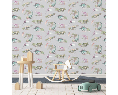 Dinosaur Wallpaper for Kids | Watercolour | Printed in the UK