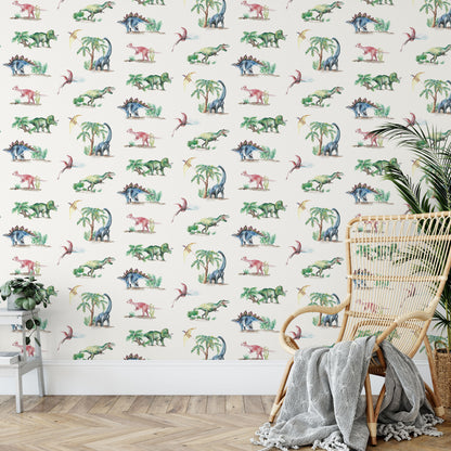 Dinosaur Wallpaper for Kids | Watercolour | Printed in the UK