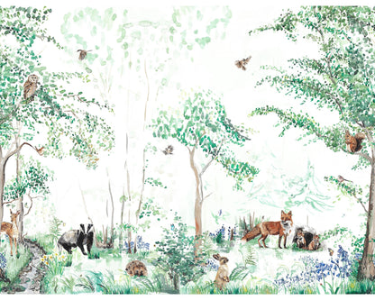 Woodland Animals Children's Mural Wallpaper