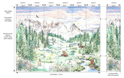 Alpine Meadow Mountain Mural Wallpaper for Kids and Nurseries