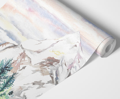 Alpine Meadow Mountain Mural Wallpaper for Kids and Nurseries