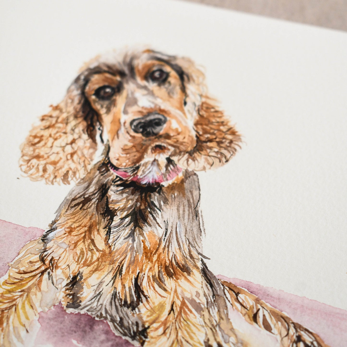 "Party Pup" Spaniel Birthday Card - Watercolour Illustration with Bunting