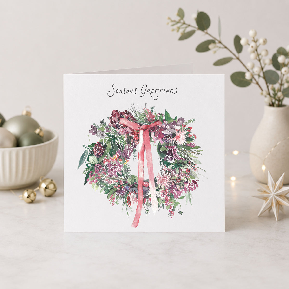 Floral Wreath Christmas Card