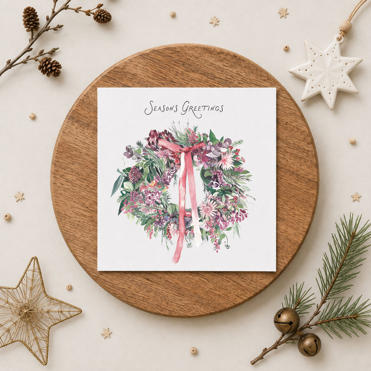Floral Wreath Christmas Card