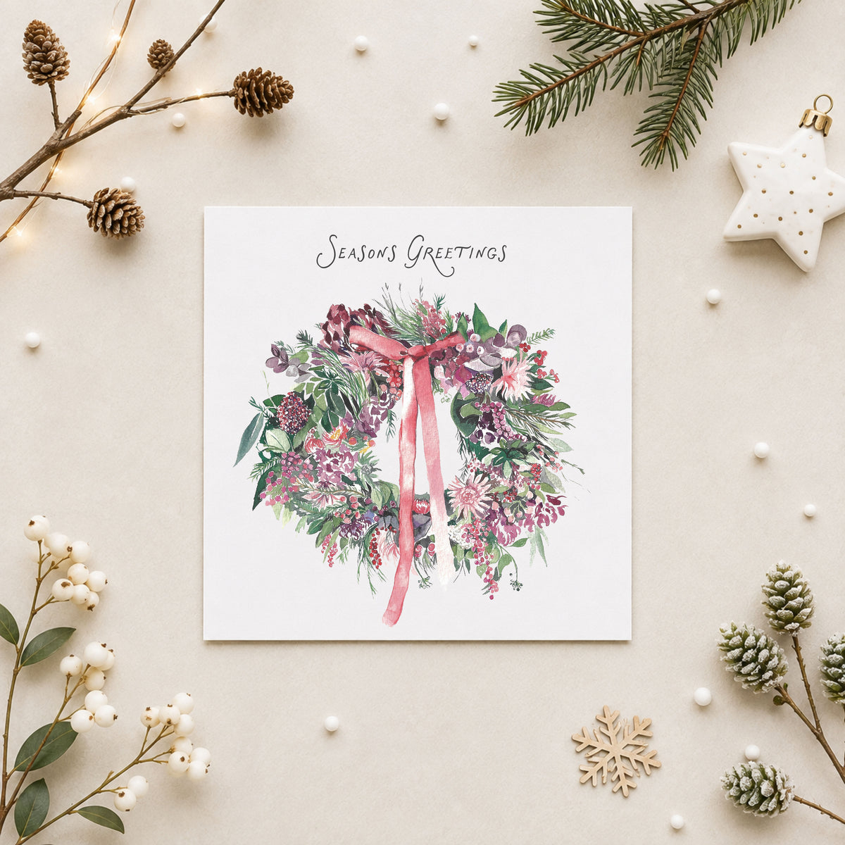 Floral Wreath Christmas Card