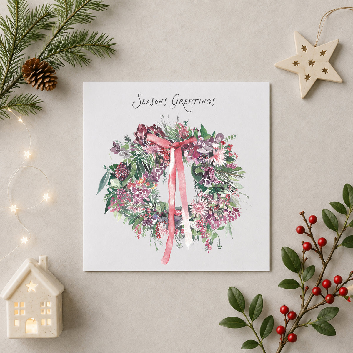Floral Wreath Christmas Card