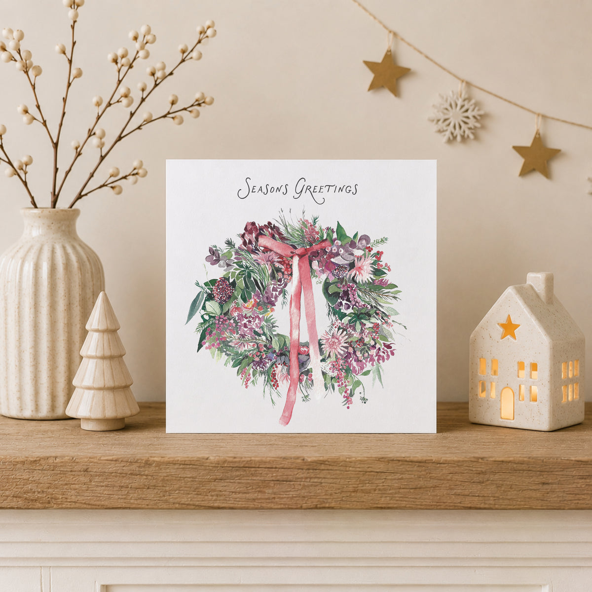 Floral Wreath Christmas Card