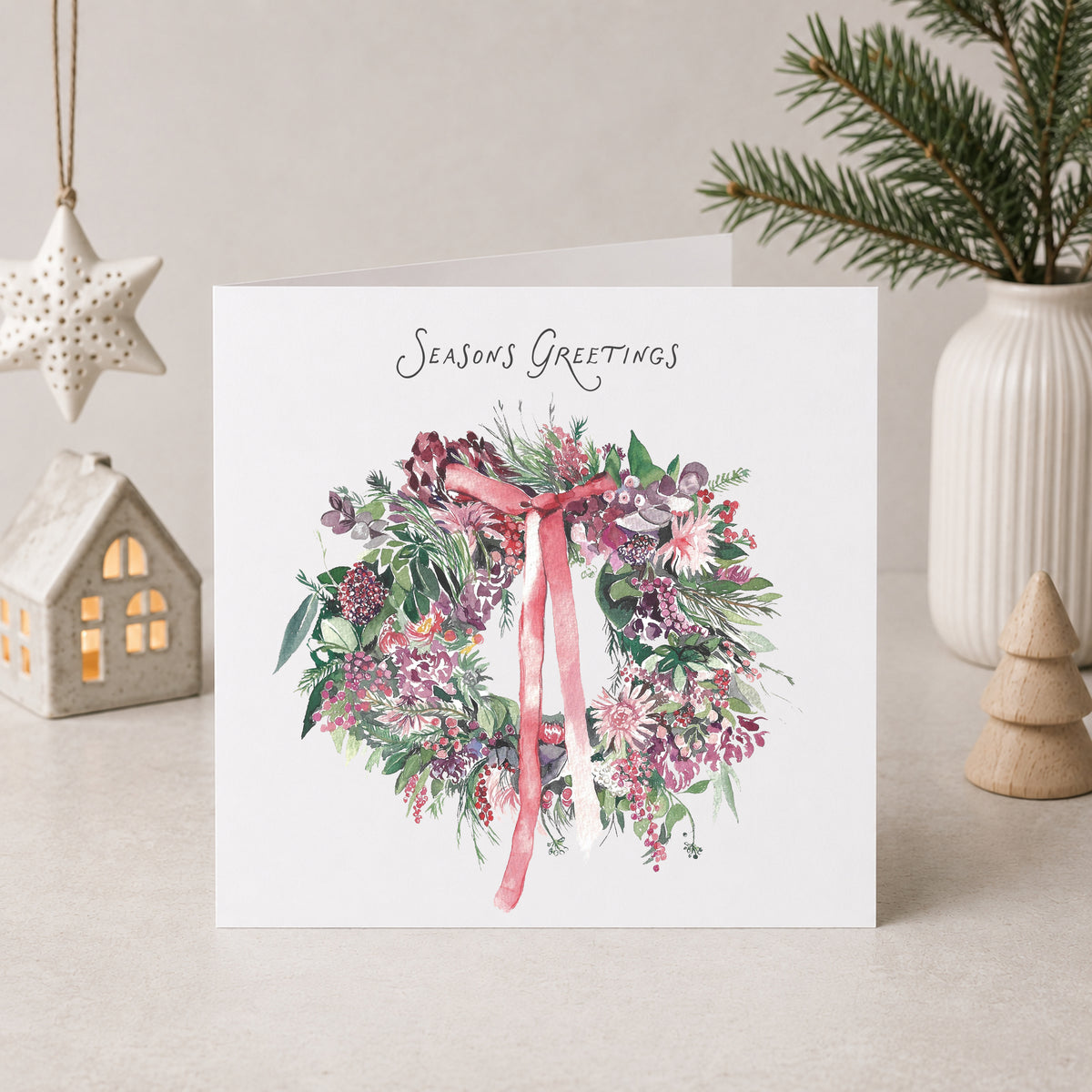 Floral Wreath Christmas Card