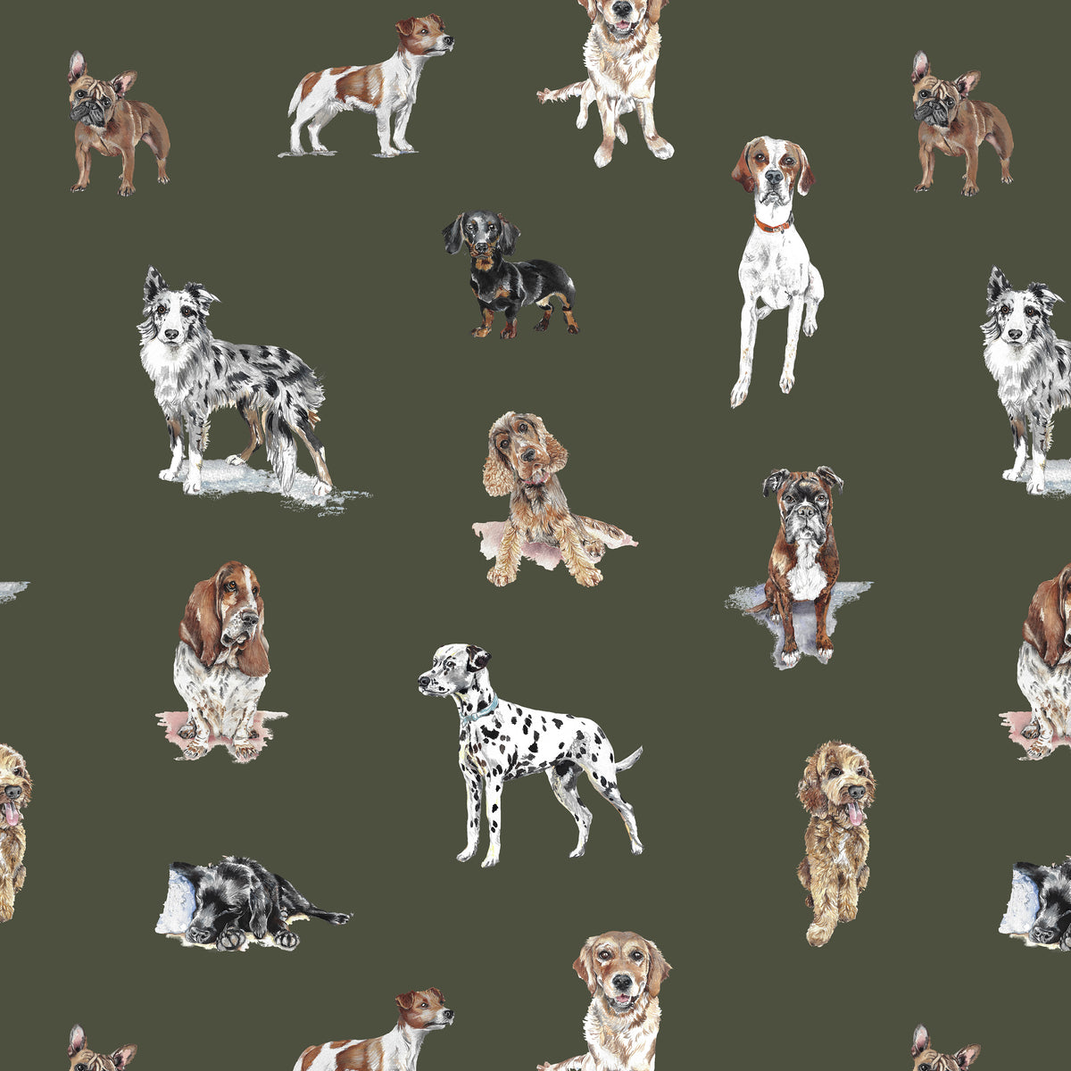 Painted Pups - Watercolour Dogs Wallpaper